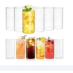Set of 12 Clear Highball Glasses 17 oz Tall Drinking Glasses Bar Cocktail